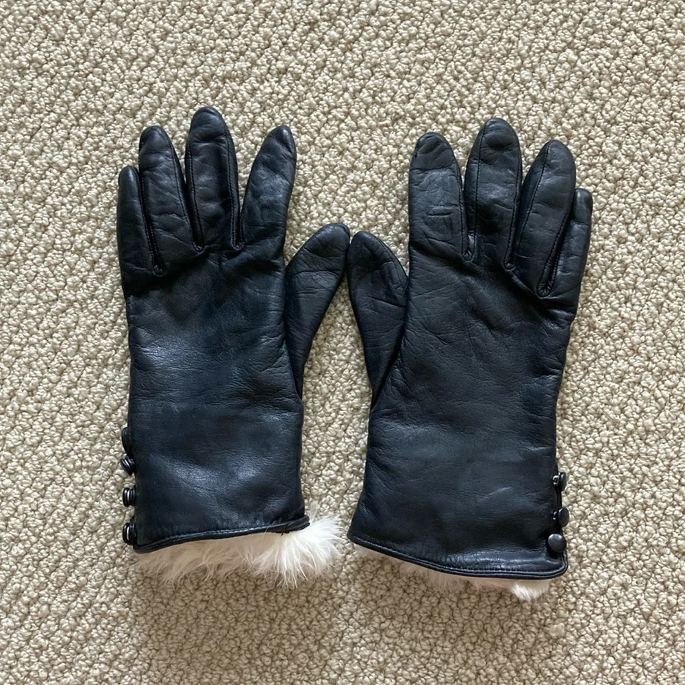 Vintage Lord & Taylor Genuine Leather Gloves Size 7.5 Fur Lining Soft Women EUC